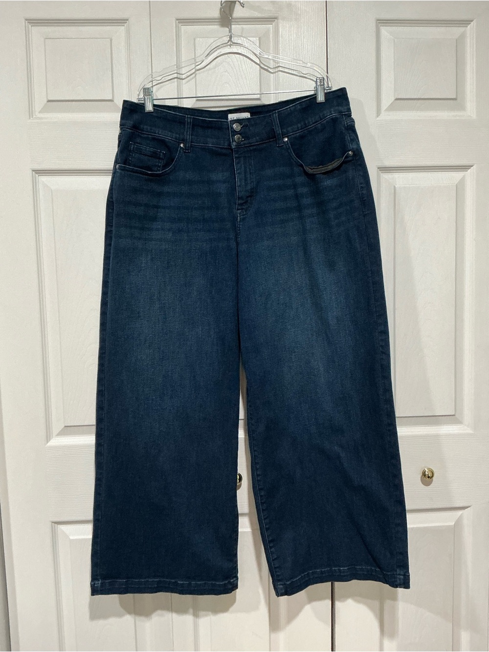 💙 Lane Bryant High Rise Tighter Tummy Wide Leg Blue Denim Jeans 18S (01471)